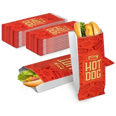 China Modern Customized Packaging Striped BBQ Kebab Hot Dog Paper Bag Aluminum Foil Bag Fast Food Delivery Bags for sale