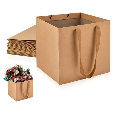 China Disposable Thickened Kraft Paper Gift Bags Large Square Brown Paper Bags With Handles Paper Shopping Bags for sale