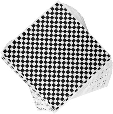 China Grocery Disposable Checkered Dry Wax Paper Covers Liners Printing Custom Burger Wrapping Paper for sale