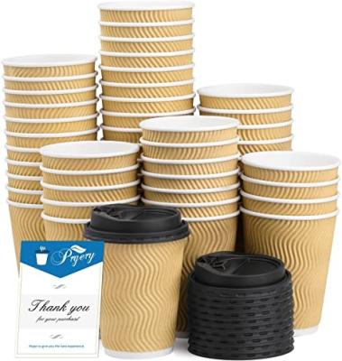 China Recyclable Insulation Paper Coffee Cup With LID Disposable Corrugated High Quality Paper Cup for sale