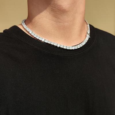 China Wholesale Environmentally Friendly Jewelry Silver Men's Tennis Necklace 6mm Iced Out Group Necklace Hip Hop Chain Jewelry for sale