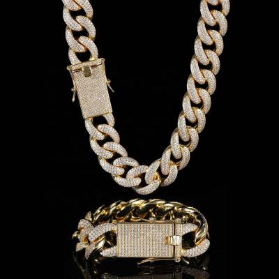 China Environmentally Friendly CZ Hip Hop Mens 18mm Brass Chunky Chain Necklace Iced Out Chain Men for sale