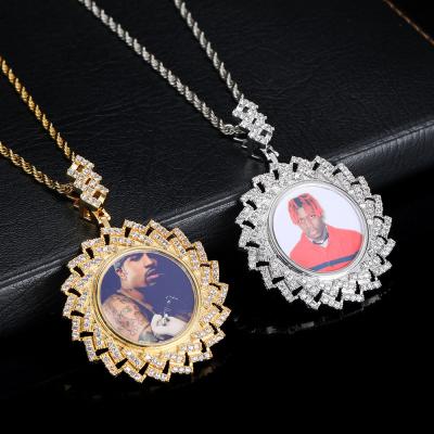 China Environmental Friendly Hip Hop Jewelry Iced Out Photo Pendant Micro Pave Zircon Rhombus Necklace For Pendant for sale