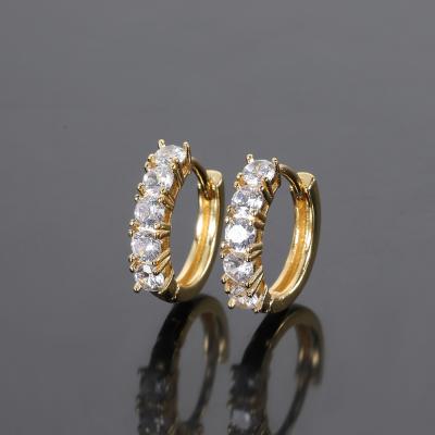 China Environmental Friendly Hip Hop Fashion Earrings Jewelry 18k Gold Plated Iced Out Zircon Stud Earrings Women for sale