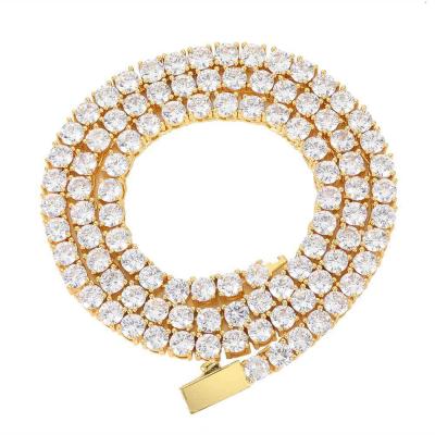 China Environmental Friendly Hip Hop Tennis Jewelry Woman 3mm 4mm 5mm Iced Out Gold Diamond Bling Tennis Chain Necklace for sale