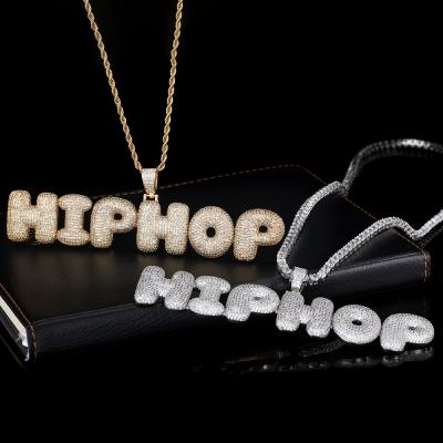 China Environmental Friendly Hip Hop Iced Out Letter Pendant For Necklace Full Pave Custom 3A CZ Stone Name Necklace Pendant for sale