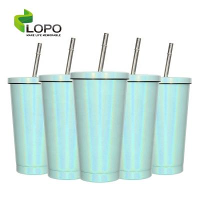 China Bestselling Minimalist Lopo Sparkle 450ML Sublimation Masks Double Wall Stainless Steel Straw Cup for sale