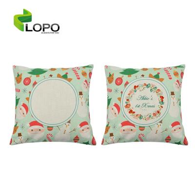 China Sublimation LINEN Textile Christmas Pillow Case for Sofa, Couch or Patio Seat Christmas Winter Holiday Decoration 18 x 18 inch for sale