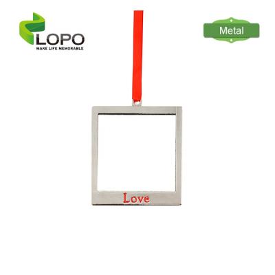 China Christmast Ornament LOPO 2021 High Quality Sublimation Metal Ornaments For Christmas Square Shape for sale