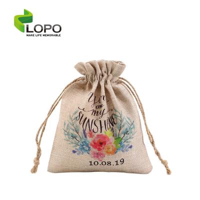 China Fashion Burlap Bags With Drawstring For Sublimation Blankets Textile In Customized Handbags for sale