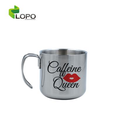 China Bulk Sublimation Viable Promotional Tumbler 400ML Stainless Steel Mug Silver / White Mugs for sale