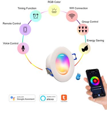 China Modern round spot-it tuya smart rgbw light 5w led downlight tri color alexa fixtures recessed down light for sale