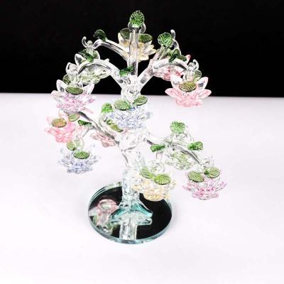 China China high quality craft Ailuya Crystal Lotus Tree transparent colorful for wedding gifts for sale