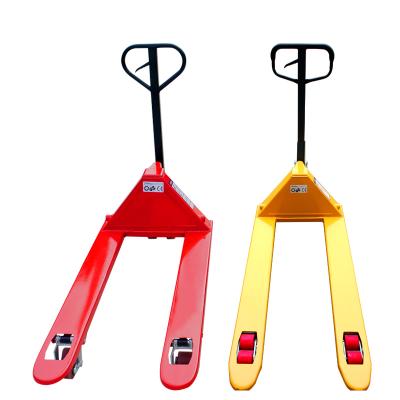 China Garment Shops Polyurethane Wheel 550 Manual Hand Pallet Jack Truck Forklift 2.5 Ton Ratio for sale