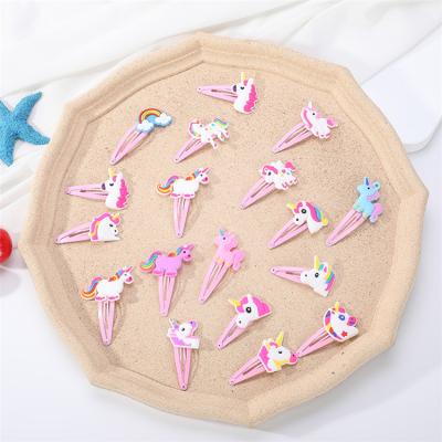 China Soft Pink Hairpin Unicorn PVC Hair Decoration Hair Clip for sale