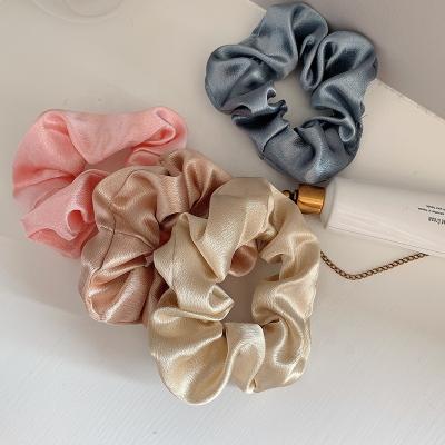 China Fashion satin solid color women's hair accessories girl's silk ponytail loop elastic hair ties for sale