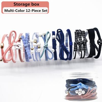 China High Flexibility 12 Pieces Mixed Gift Box Transparent Packaging Hair Accessories Set Custom Elastic Rubber Hair Bands Hair Tie for sale