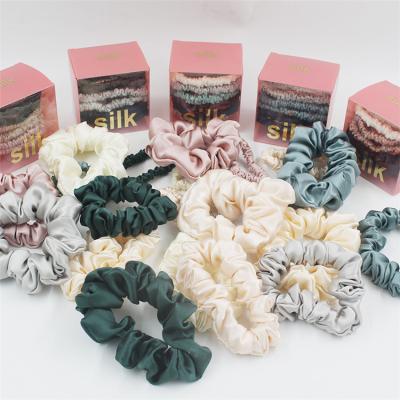 China Soft 16mm 100% Silk Hair Scrunchies Accessories Ponytail Holder Bands Elastic Hair Bands for sale