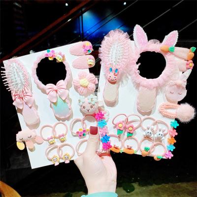 China 20pcs Girl Headdress By Box Cute Design Rubber Hair Ties And Hair Clips Accessories Hair For Kids for sale