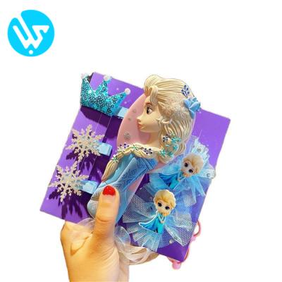 China Sweet Snow and Ice Princess Girls Hair Accessories Gift Set Hairpin Hair Rope Princess Paint Set For Girls Kids for sale