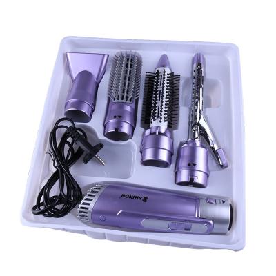 China 4in1 Hot Air Blow Comb Hair Comb Purple Curling Hair Straightener Foldable Brush Purple Hair Straightener and Curling Brush for sale