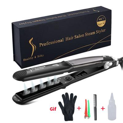 China Top Quality Digital Power-up Protection LCD Customize Logo 360 Rotating Infrared Flat Iron Steam OEM Hair Straightener for sale