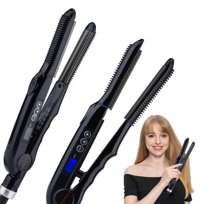 China Hair Curling Professional 2 In 1 Straightener Flat Iron And Ceramic Rotating Curler Hair for sale