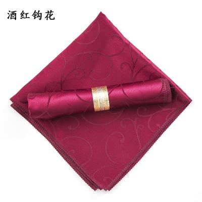 China Dirt-resistant 48*48cm Banquet Table Napkin Red Square Jacquard Embroidered Linen Napkins For Hotel / Event Decoration for sale