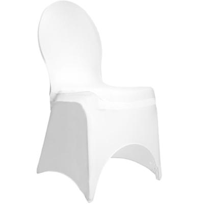 China 100% Washable Simple White Polyester Decorative Wedding Chair Covers Banquet Hotel Folding Spandex Chair Cover for sale