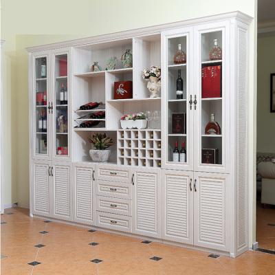 China Home Furniture Wine Display Cabinet Solid Wood Customizable Wooden Wine Bar Cabinet for sale