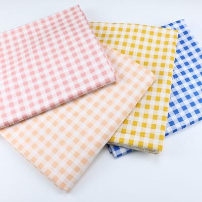 China Cool Blue Pink Orange Lattice Twill Sewing Fabric Cotton Shrink-Resistant Making Bedding Home December Handmade Fabric for sale