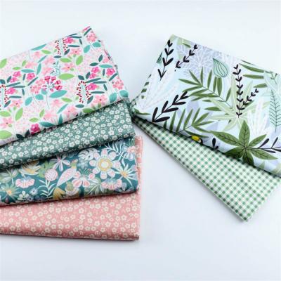 China Green Summer Flower Twill Cotton Print Peony Shrink-Resistant Fabric Making Bedding Dressing Fabric For Photo Props for sale