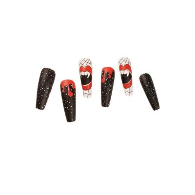 China Easy Apply Nails Halloween Hot Selling Removable Long Press On Nails For Christmas Girls Full Cover Nailart for sale