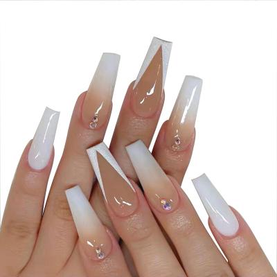 China Easy Newly Apply Christmas Portable Square Design Artificial Nail Holiday Natural Looking Tip Press On Nail for sale