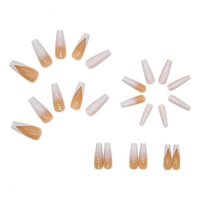 China Easy Apply Full Cover Heart Shape Artificial Nails Wholesale Pink Pearl Fake Nail Press On Nails for sale