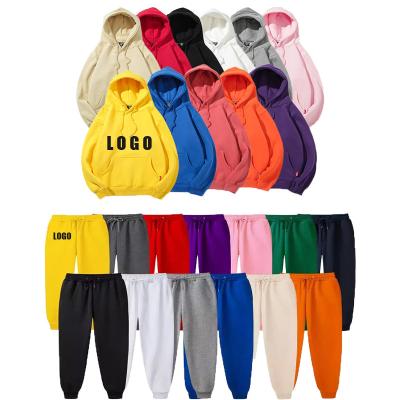 China Wholesale Simple Logo Custom Pullover Sweatsuits Jogger Hoodie Set Winter Solid Color Anti-Wrinkle Anti-Wrinkle Jumper Men Cotton Unisex for sale