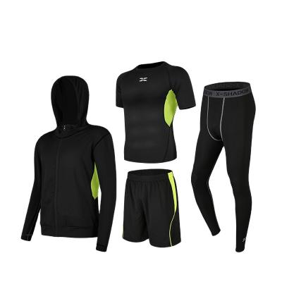 China Wholesale Breathable Running Clothes Sets Workout Jacket Short Sleeve Top Long Pants Wear Suits Sportswear Men For Fitness for sale