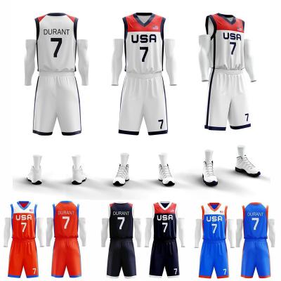 China Wholesales Breathable Team Names Custom OEM White Sublimated Shorts Sets Uniforms Vest Tank Tops Basketball Wear For Men for sale