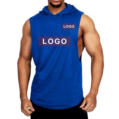 China Custom Anti-Wrinkle Men's Two-Piece Logo Sports Running Slim Fit Design Men's Sleeveless Hoodie Shorts Men's And Women's Set Set for sale