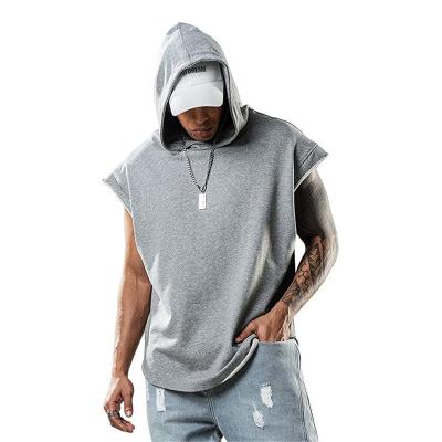 China Custom Logo Muscle Sport Wear Bodybuilding Anti-Wrinkle Workout Anti-Wrinkle Fitness Tank Tops Gym Simple Oversized Sleeveless Hoodies For Men for sale