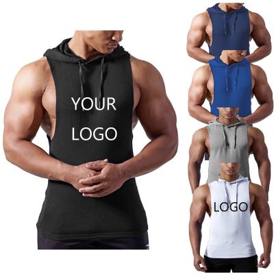 China Wholesale Custom White Cotton Gym Sweatshirts Sports Workout Pullover Anti-Pilling Sleeveless Hoodies For Men for sale