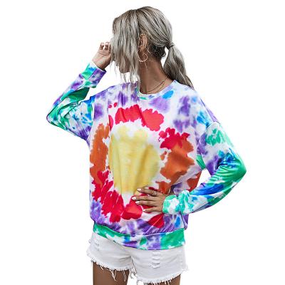 China 2022 New Women's Anti-wrinkle Digital Print O-neck Long Sleeve O-neck Pullover Tie Dye Sweatshirt for sale