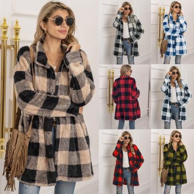 China Winter Waterproof Warm Thicken Plus Size Coats Vintage Fashion Plaid Long Gap Coat For Women for sale