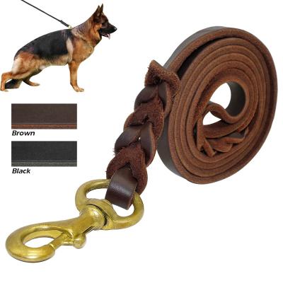 China Custom Professional Pet Training Medium and Large Dogs Dedicated Leash Cowhide Dog Leash for sale