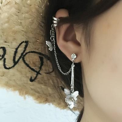 China Trendy cool fashion earrings and one silver ear bone clip of butterfly jewelry cool women's earrings for sale