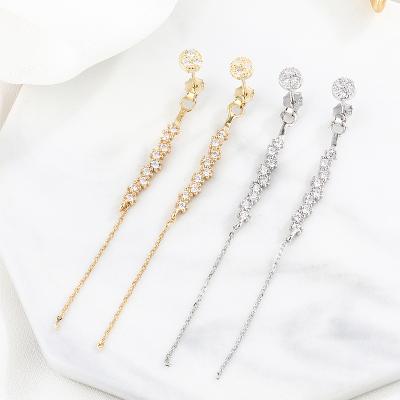 China Environmental Friendly S925 Sterling Silver Nine Star Stud Earrings 2021 Long Simple Tassel Earrings Women for sale