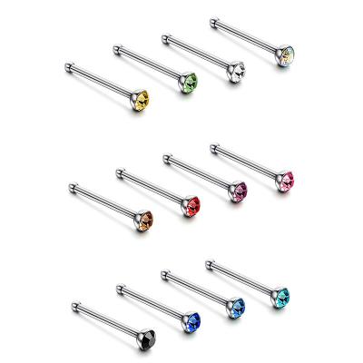 China 40Pcs/Set Nose Ring Fashion Body Jewelry Nose Ring Studs Diamond Nose Ear Bone Stud Nose Ring Stainless Steel Piercing Jewelry for sale