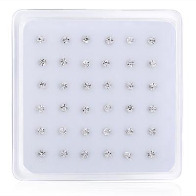 China Wholesale FASHIONABLE Boxed Sterling Silver Four-claw Zircon Nose Ring Round Shape Body Jewelry 925 Zircon Nose Ring for sale