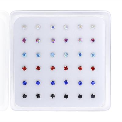 China FASHIONABLE Hot Sale 925 Sterling Silver Nose Stud Rings Earrings Round Rhinestone Body Piercing Jewelry for sale