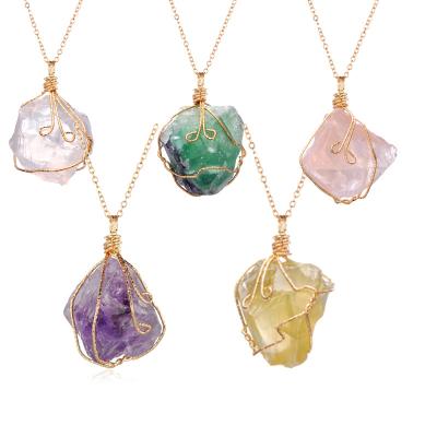 China Environmental Friendly Natural Rough Stone Pendant Crystal Pendant Color Rough Stone Irregular Pendant for sale